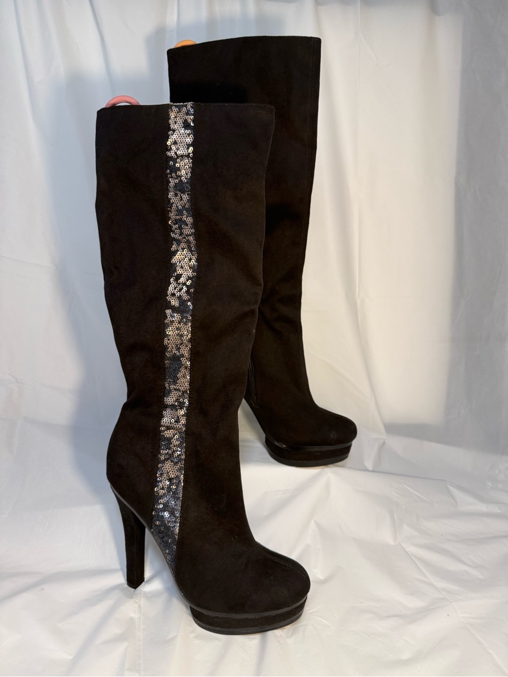 Jennifer Lopez Black Over-the-Knee Stretch Boots